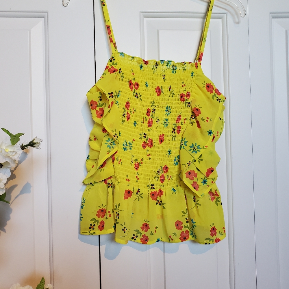 Yellow floral tank top